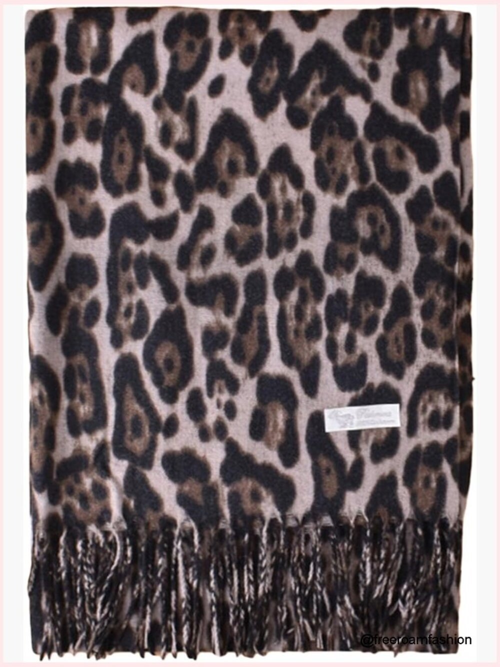 Womens Cashmere Feel Fringe Scarf Pashmina Shawl Wrap Leopard Print Oversized
